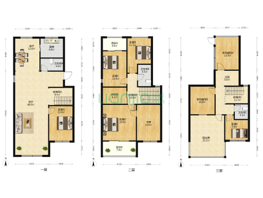 桃源山庄 8室2厅3卫 224平方