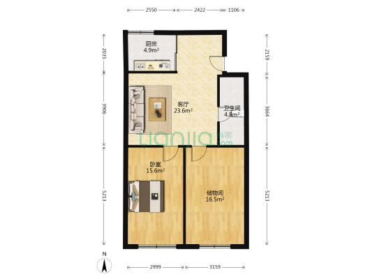 青云街 1室1厅1卫 88平方
