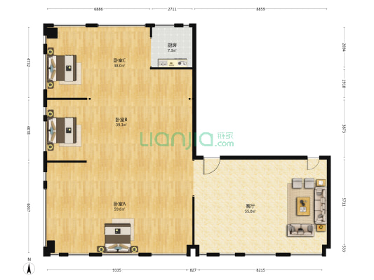 铂晶天寓 3室1厅0卫 302平方