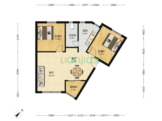 教师村（东区） 2室2厅1卫 74平方