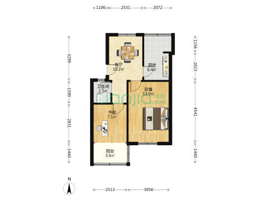 城乡规划院宿舍 2室1厅1卫 50平方