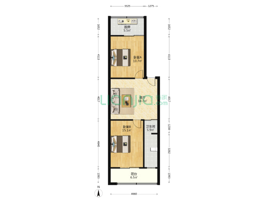 人民法院小区 2室1厅1卫 78平方