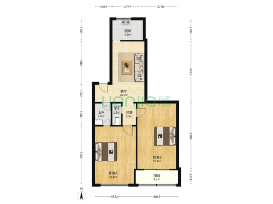 建设西路110弄 2室1厅2卫 90平方