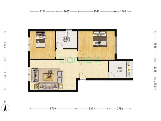 希望路113号 2室1厅1卫 86平方