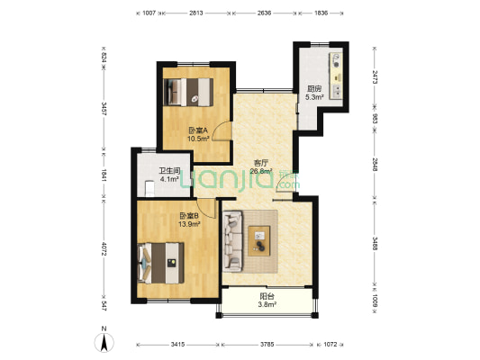 大华锦绣华城柳州苑 2室1厅1卫 88平方