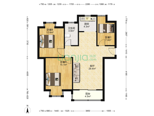 夏家桥118号 3室1厅1卫 112平方
