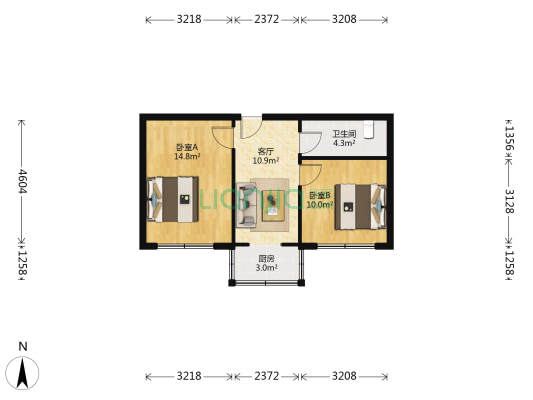 煤气宿舍（南关） 2室1厅1卫 55平方