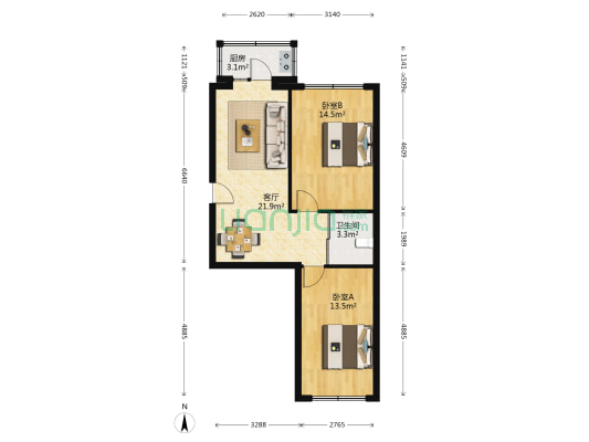 政府小区 2室1厅1卫 72平方