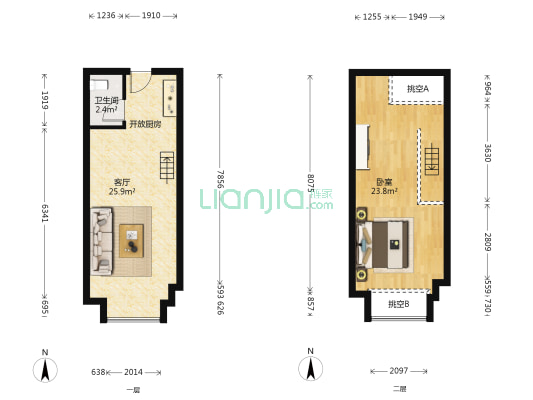 天河新天地 1室1厅1卫 38平方