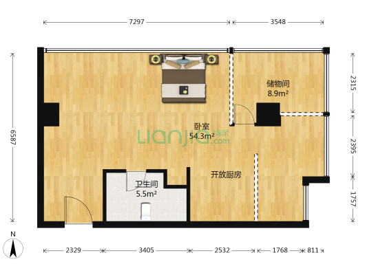 建屋乐活城 1室0厅1卫 104平方