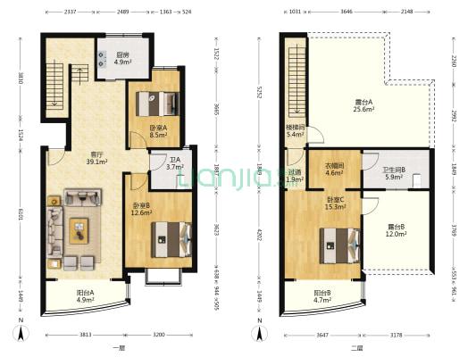 柳河苑 3室1厅2卫 137平方