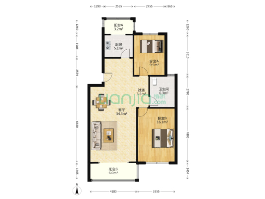 名门世家 2室1厅1卫 99平方