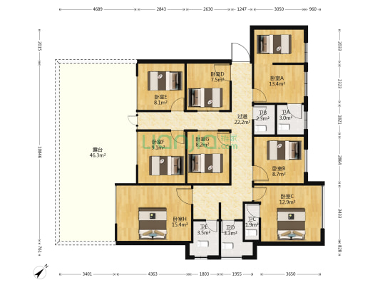 海峡传媒港 8室0厅5卫 135平方