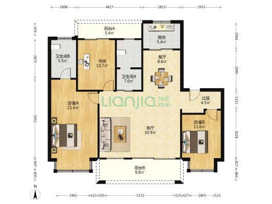 海安广纳玲珑溪 3室2厅2卫 145平方