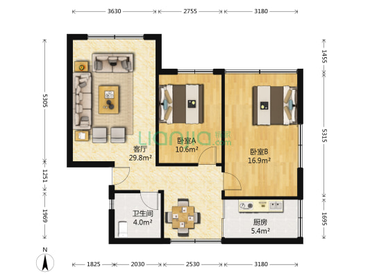 金华苑（西固区） 2室1厅1卫 87平方