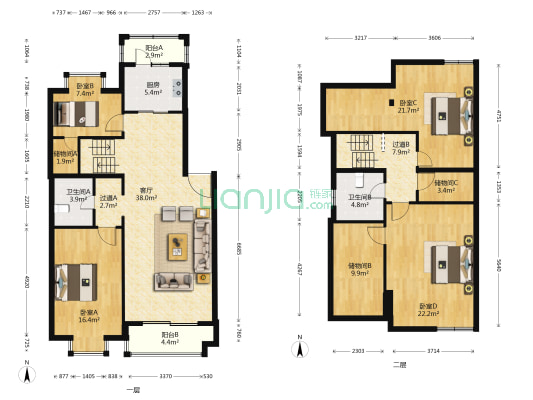 北店嘉园 4室1厅2卫 139平方
