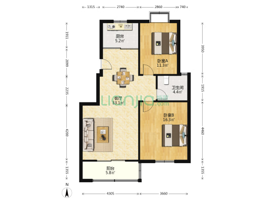 沁园小区西 2室1厅1卫 100平方