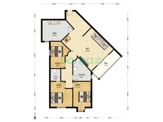 陶然苑 3室1厅2卫 146平方
