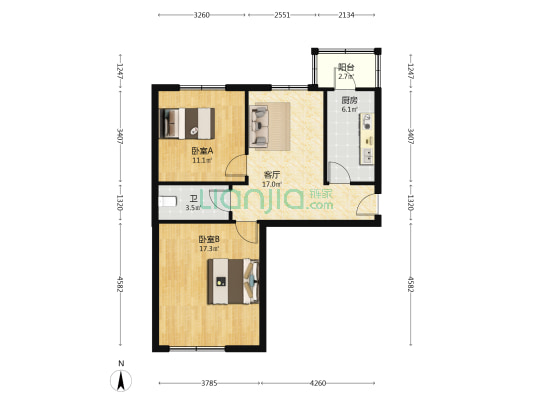哈尔滨工程大学第三生活小区 2室1厅1卫 75平方