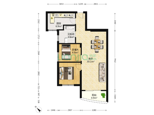 群光上苑 2室1厅1卫 88平方