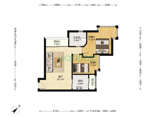 聚龙大厦 2室1厅1卫 65平方