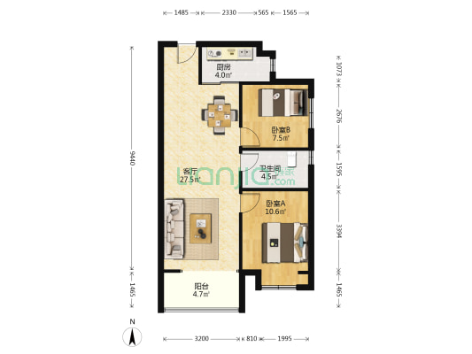 碧桂园都荟名邸 2室1厅1卫 80平方