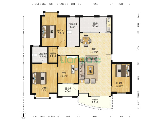 逸景苑 4室1厅2卫 141平方