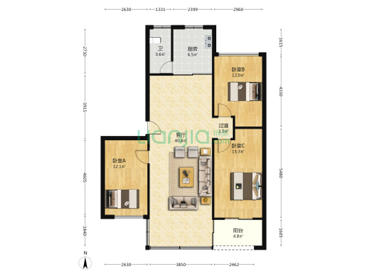 南四街6号小区 3室1厅1卫 111平方