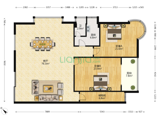凤岭麒麟堡 2室1厅1卫 178平方