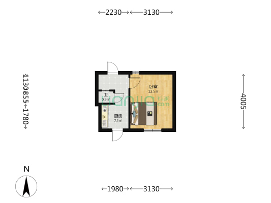 工业建筑学校102家属院 1室0厅1卫 29平方
