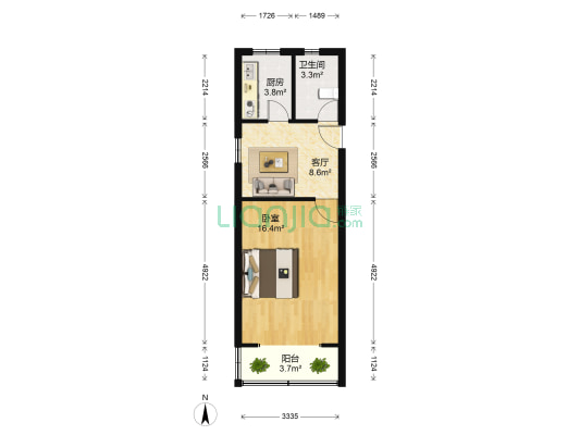 长桥八村 1室1厅1卫 46平方
