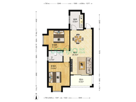 怡和·湖城大境 2室1厅1卫 80平方