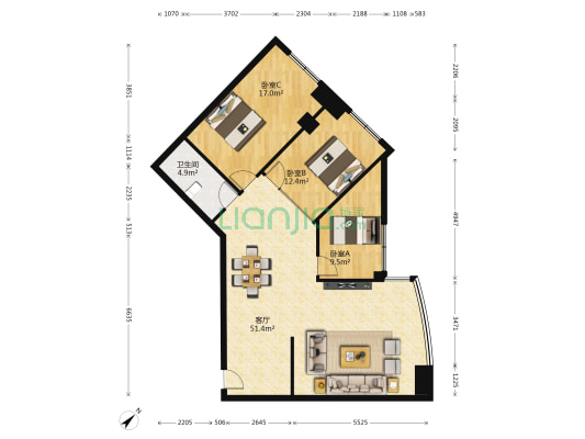 思维源邸 3室1厅1卫 122平方