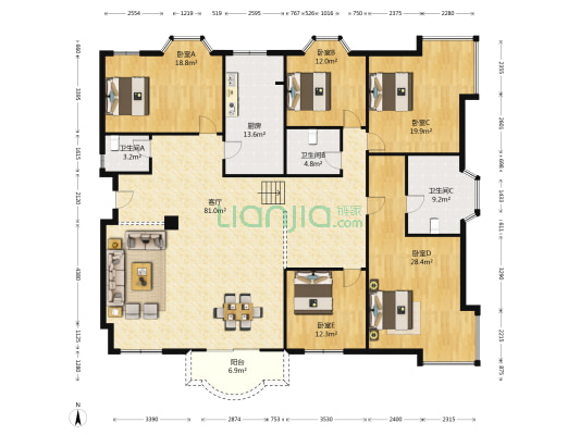 爱丁堡 5室1厅3卫 247平方