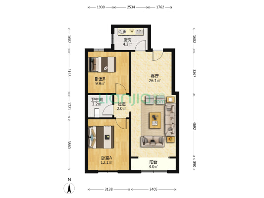鑫福佳苑 2室1厅1卫 92平方