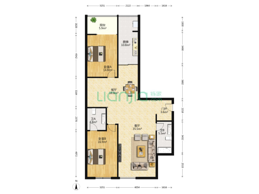 恒祥凯悦 2室2厅2卫 145平方