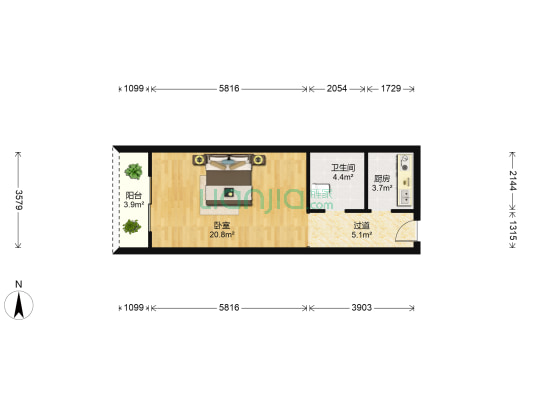 文华里 1室0厅1卫 57平方