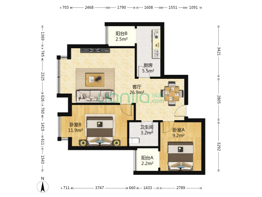 常青藤三期 2室1厅1卫 75平方