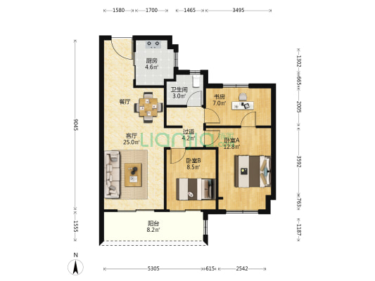 万科海映澜庭南区 3室1厅1卫 94平方