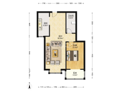 正规一居室采光好小区环境优美·集体供暖-涿州水岸花城户型图