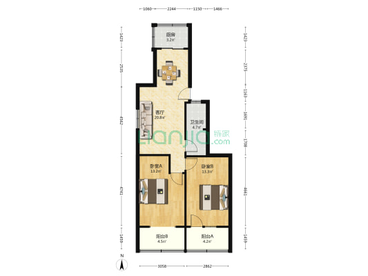 金狮小区 2室1厅1卫 74平方