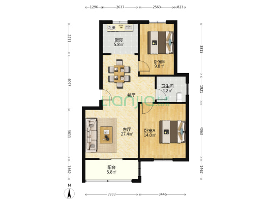 长山新苑 2室1厅1卫 79平方