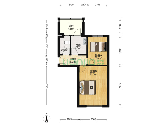 客车新区 2室0厅1卫 51平方