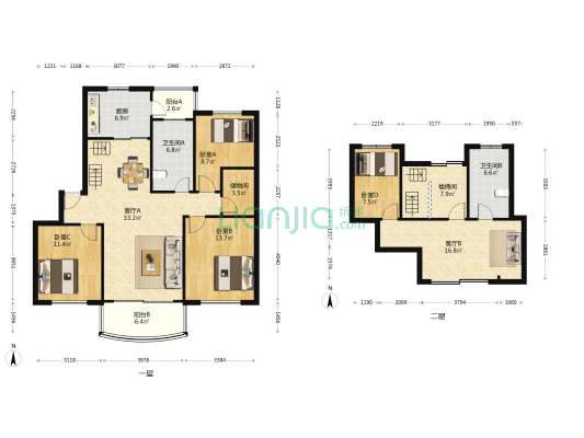 复星新苑 4室2厅2卫 155平方