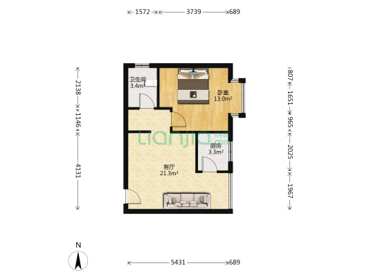 兰桂香林 1室1厅1卫 50平方