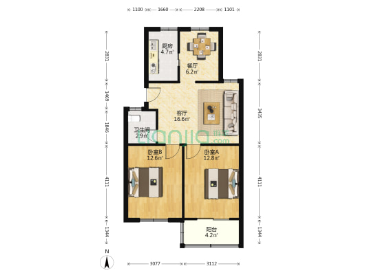 春晖社区清幽弄 2室2厅1卫 74平方