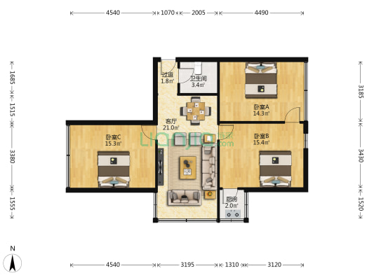 八鸽岩路158号 3室1厅1卫 95平方