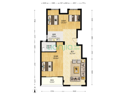 绿城天语山居 2室1厅1卫 101平方