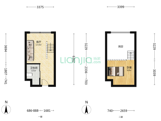 悦铂商务中心 1室1厅1卫 35平方