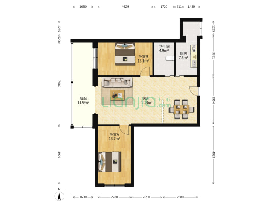 西延小区 2室1厅1卫 104平方